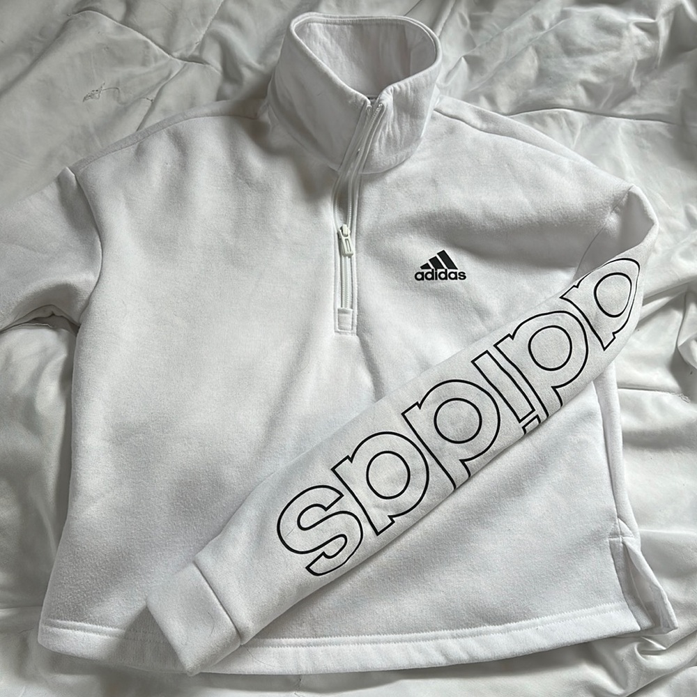 Cropped Half-Zip Pullover Sweater Adidas